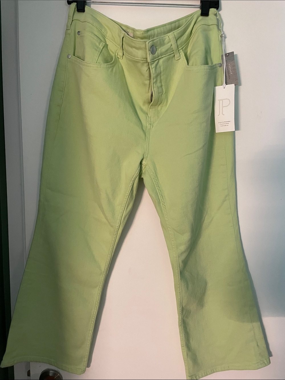Pilcro Light Green Flare Jeans